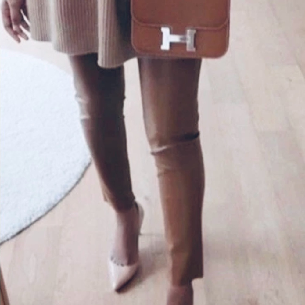 Zara Tapered Straight Leg Faux Leather Pants